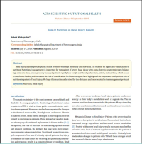 Image of Role of Nutrition in Head Injury Patient